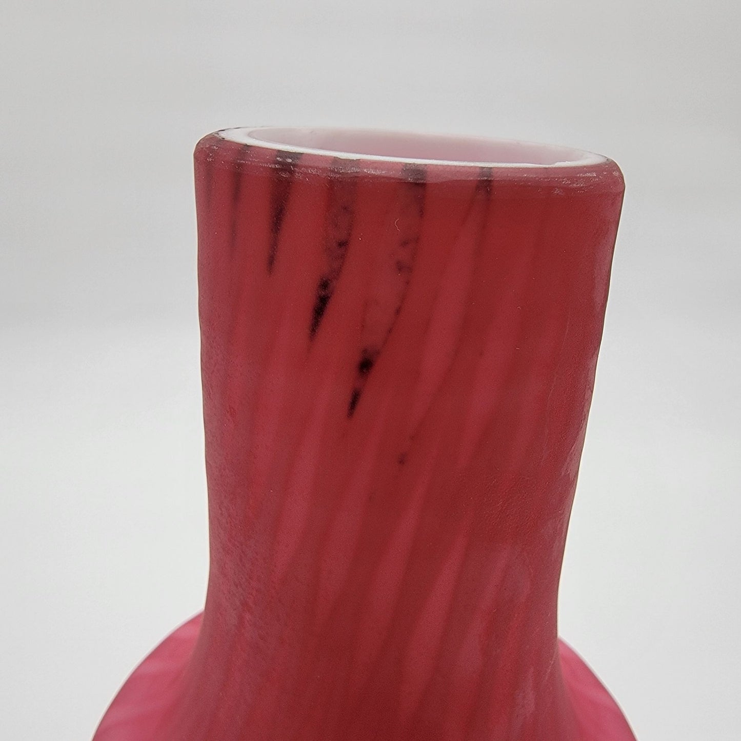 Victorian Pink Cased Satin Glass Vase Diamond Quilt