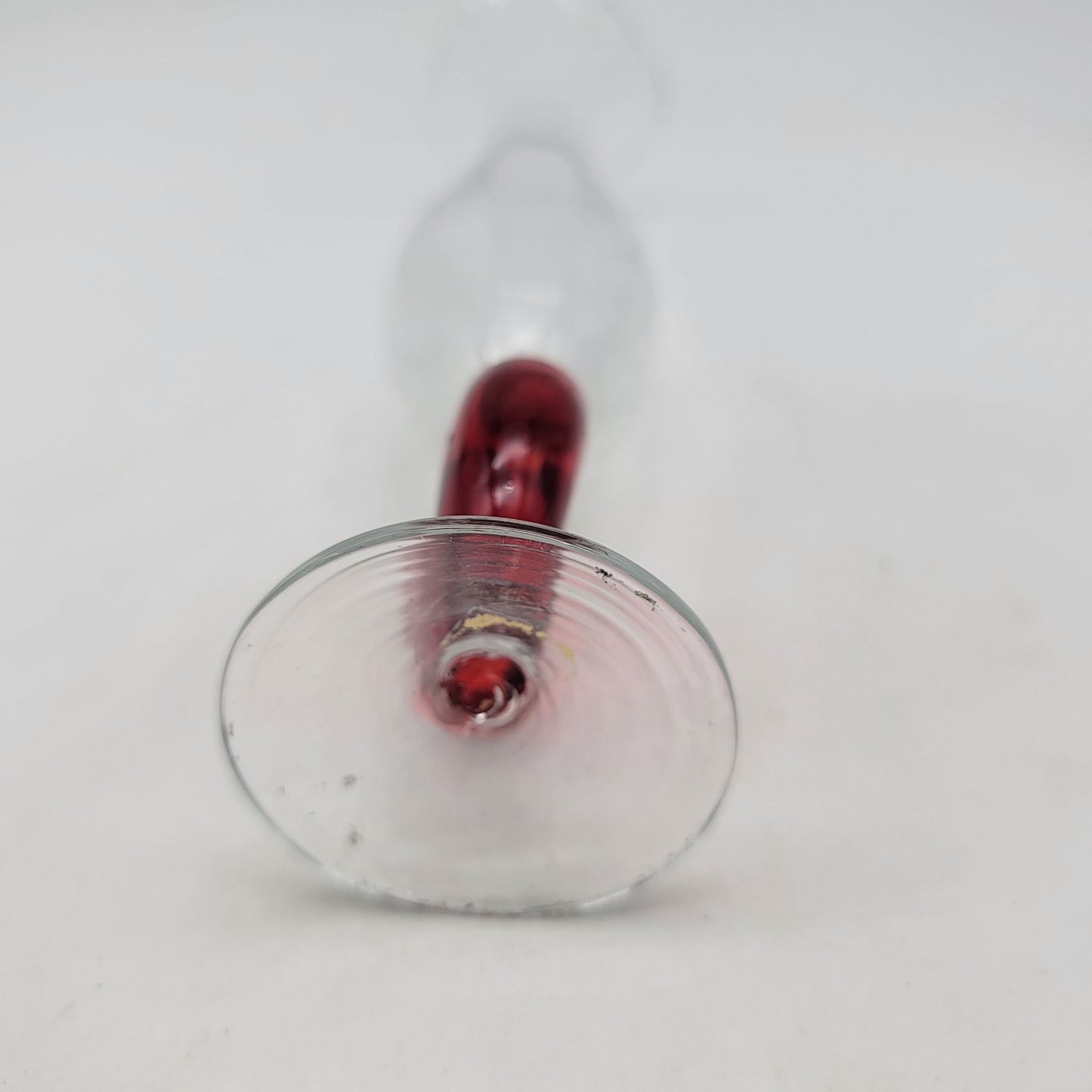 Handblown Clear Glass Bud Vase With Red Heart Accent