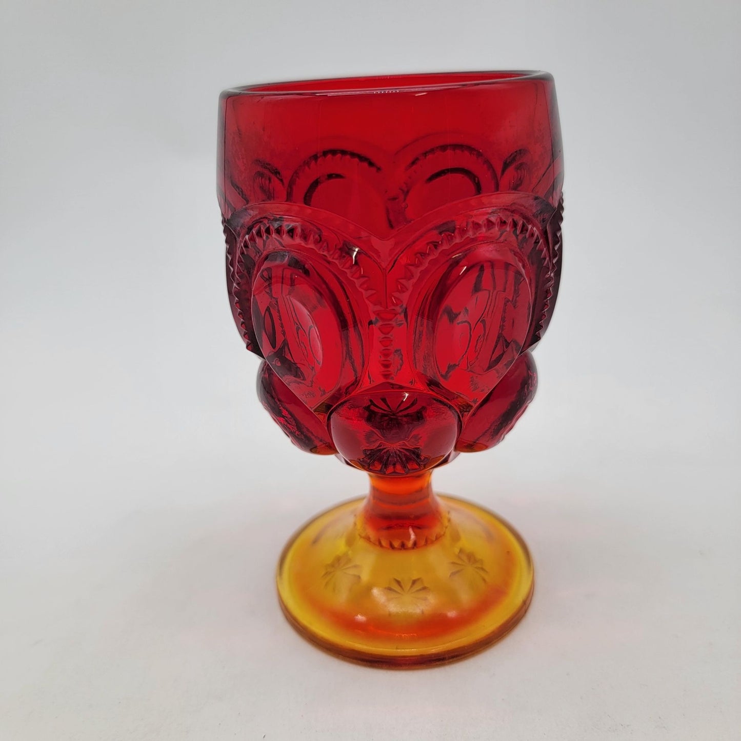 LE Smith Amberina Moon & Stars Glass Goblet