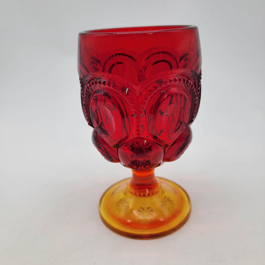 LE Smith Amberina Moon & Stars Glass Goblet
