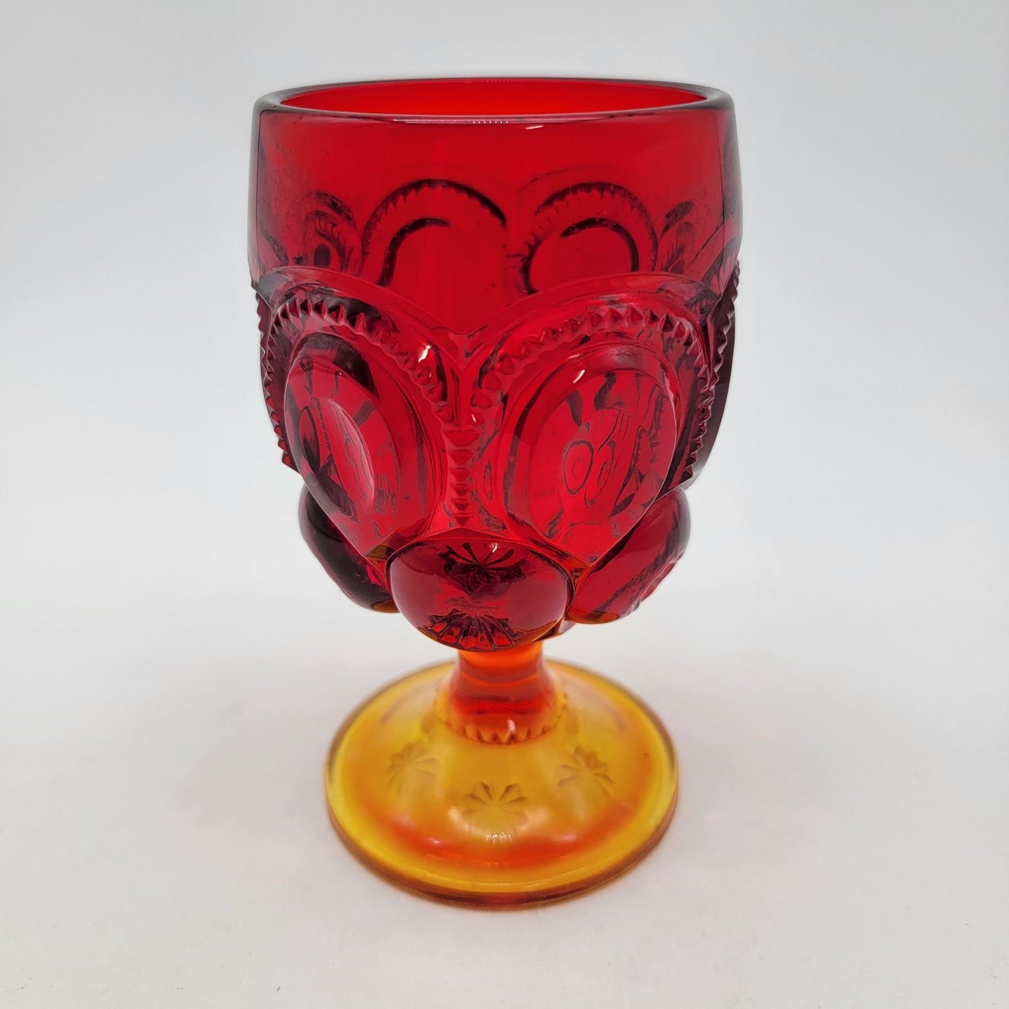 LE Smith Amberina Moon & Stars Glass Goblet