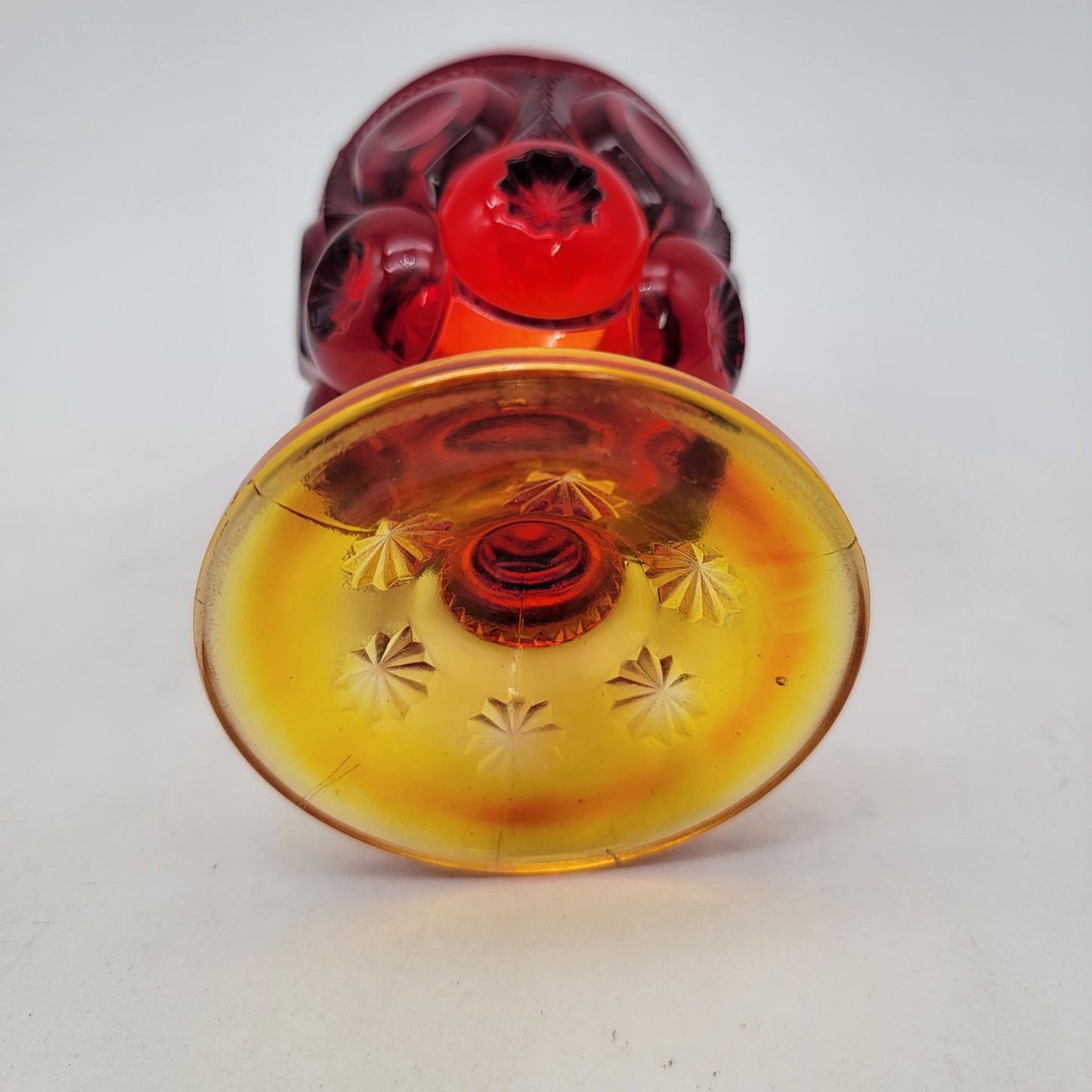 LE Smith Amberina Moon & Stars Glass Goblet