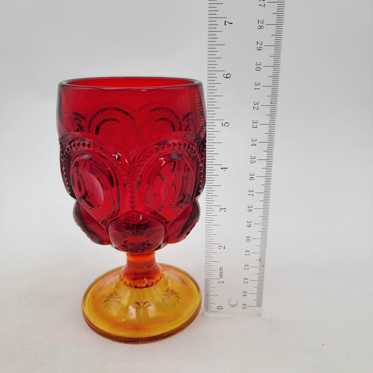 LE Smith Amberina Moon & Stars Glass Goblet