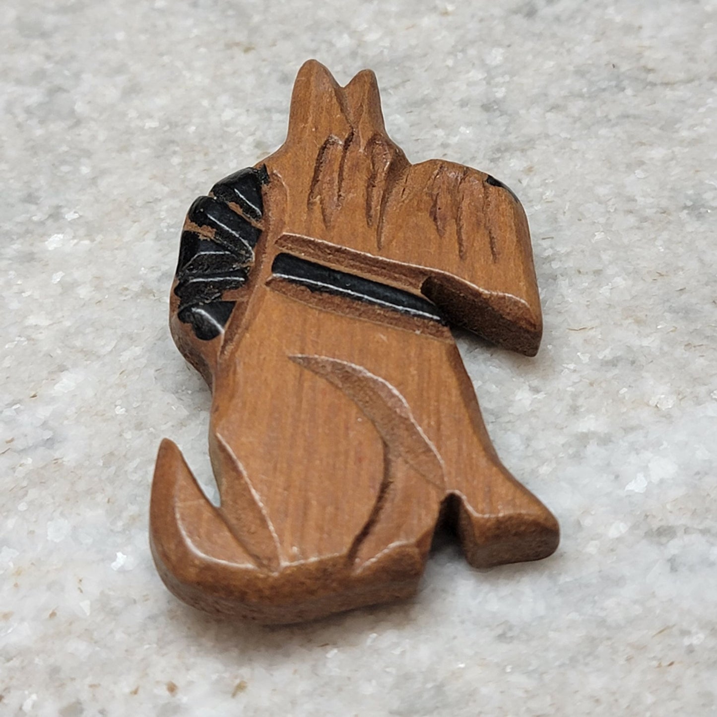 Hand-Carved Wooden Scotty Dog Pin Brooch