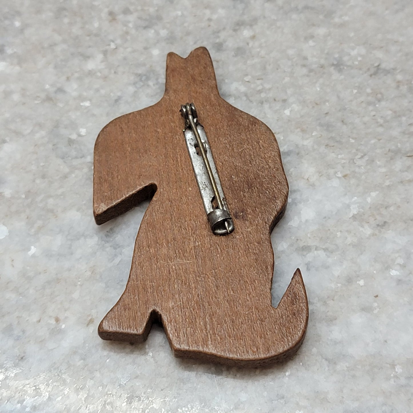 Hand-Carved Wooden Scotty Dog Pin Brooch