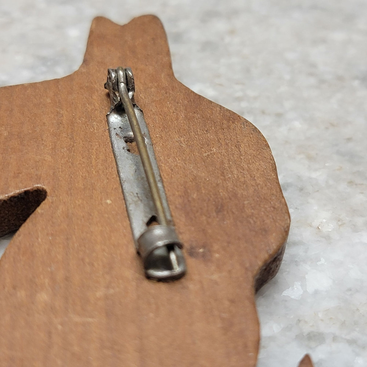 Hand-Carved Wooden Scotty Dog Pin Brooch
