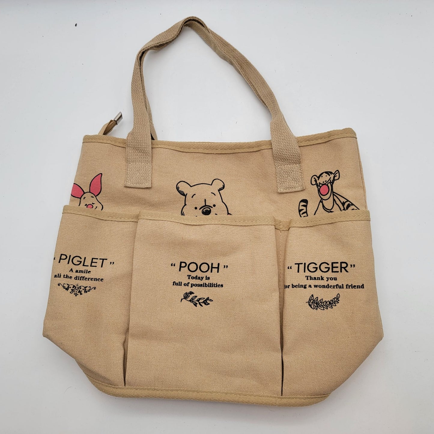 Disney Winnie The Pooh & Friends Canvas Multi-Pocket Tote Bag