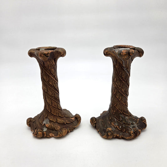 Pair of Vintage Syroco Wood Candle Holders Borghese Style