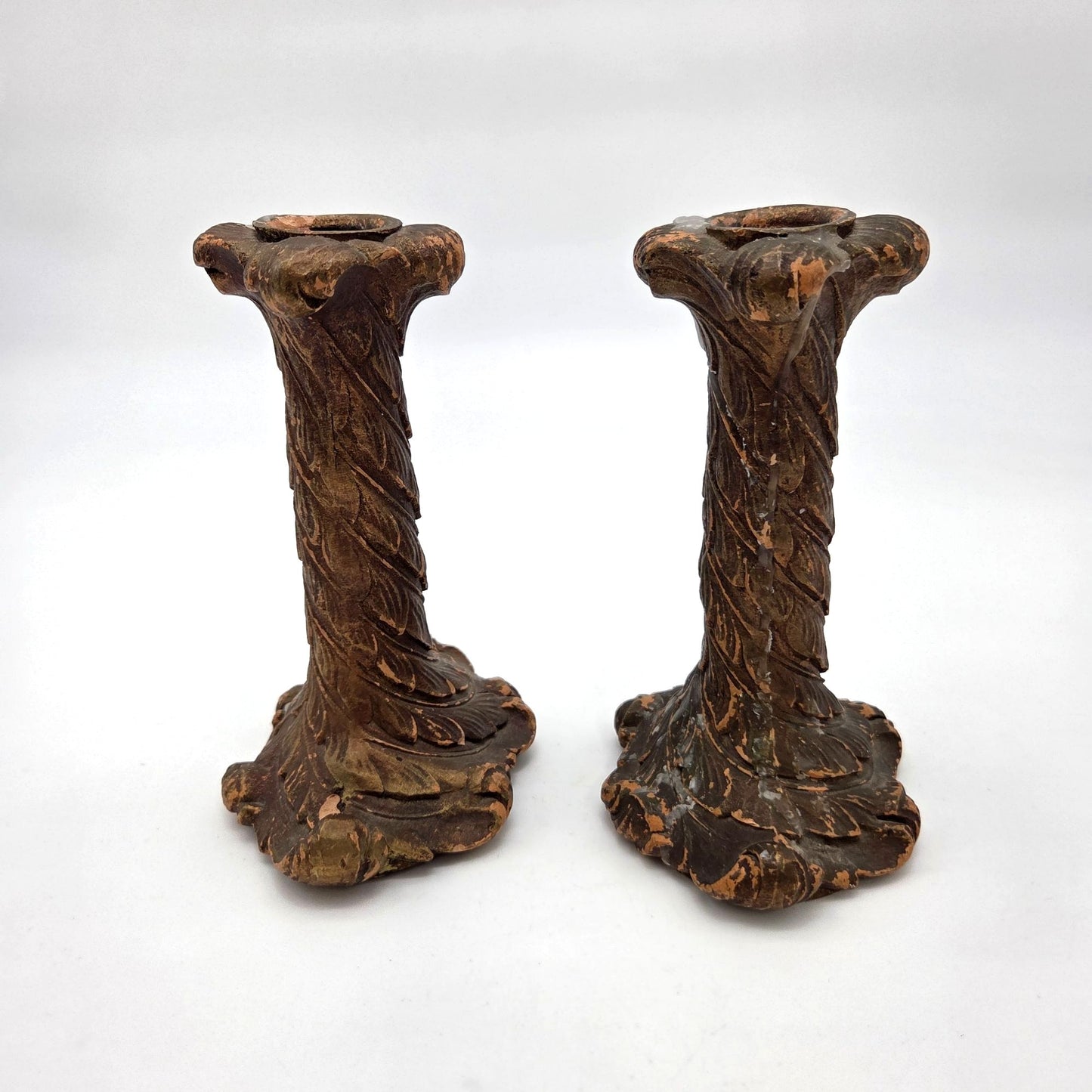 Pair of Vintage Syroco Wood Candle Holders Borghese Style
