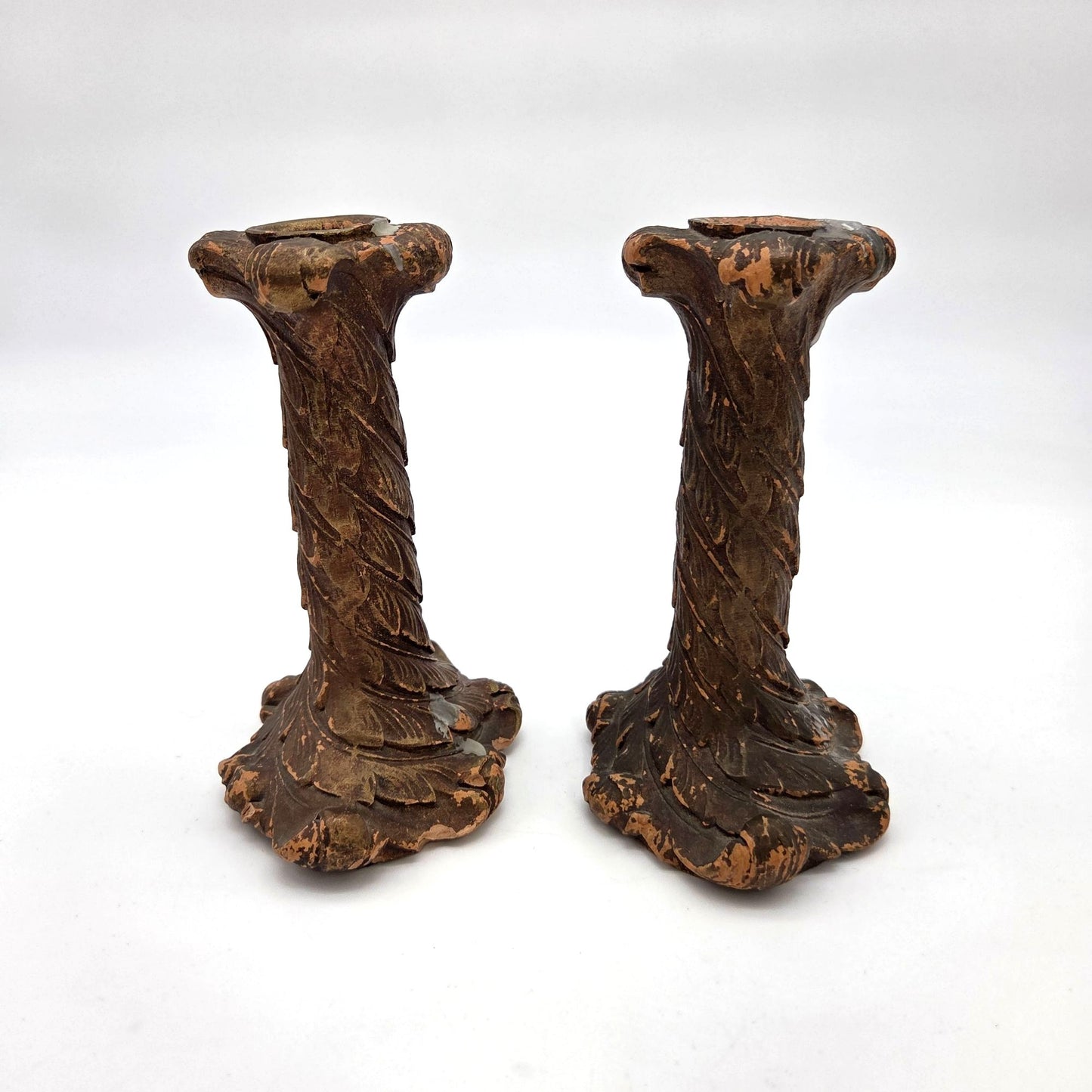 Pair of Vintage Syroco Wood Candle Holders Borghese Style