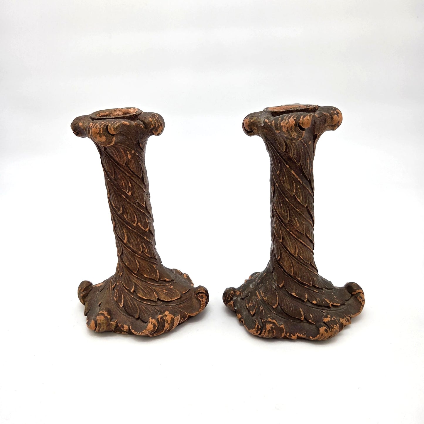 Pair of Vintage Syroco Wood Candle Holders Borghese Style