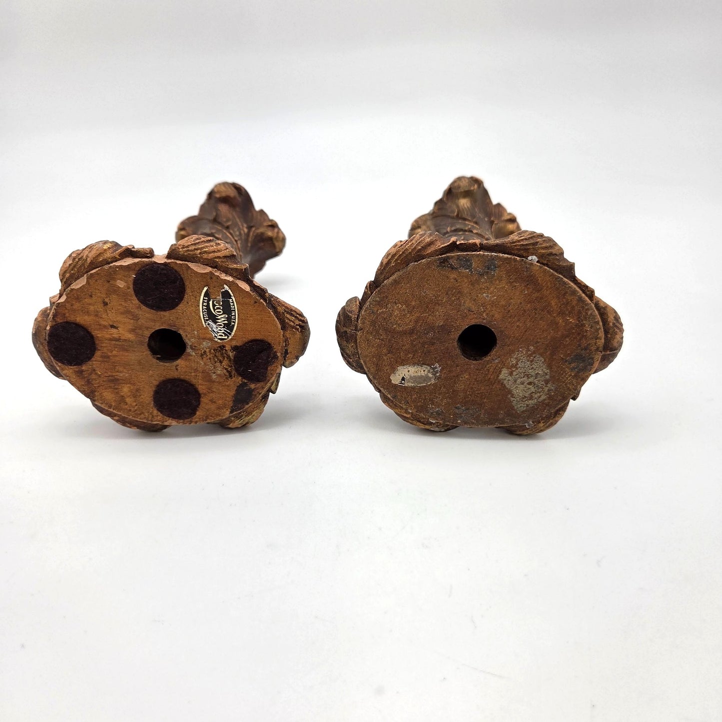 Pair of Vintage Syroco Wood Candle Holders Borghese Style