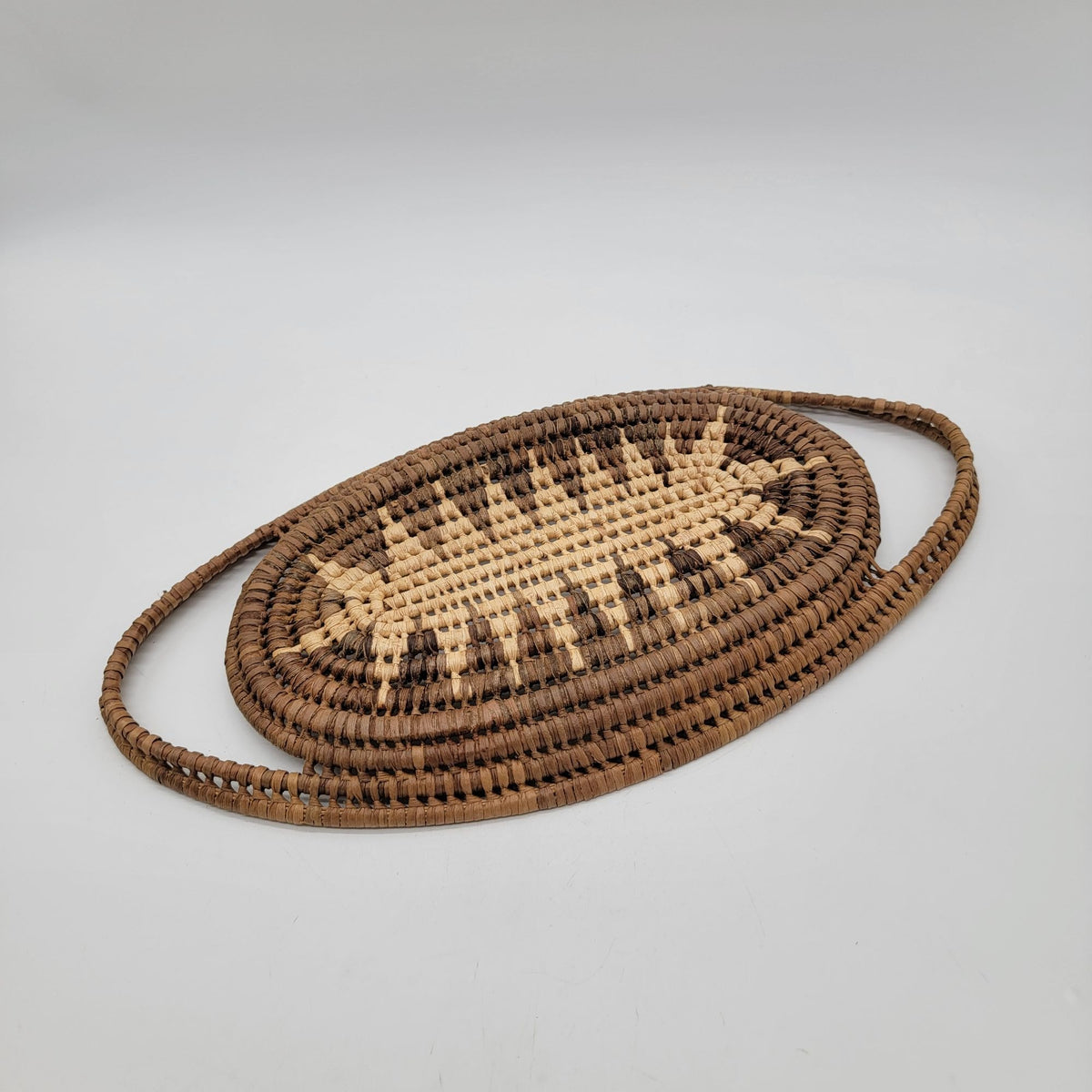 Tohono O'Odham Pima Woven Basket Tray With Handles