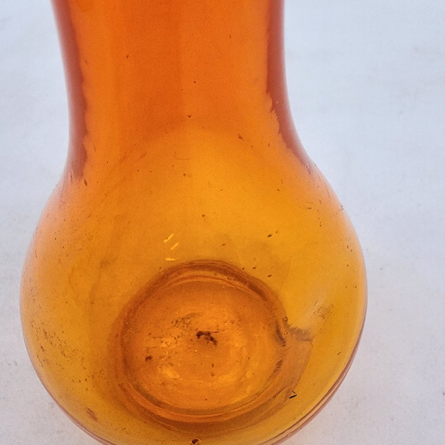 Orange Art Glass Bud Vase With Ruffled Edge