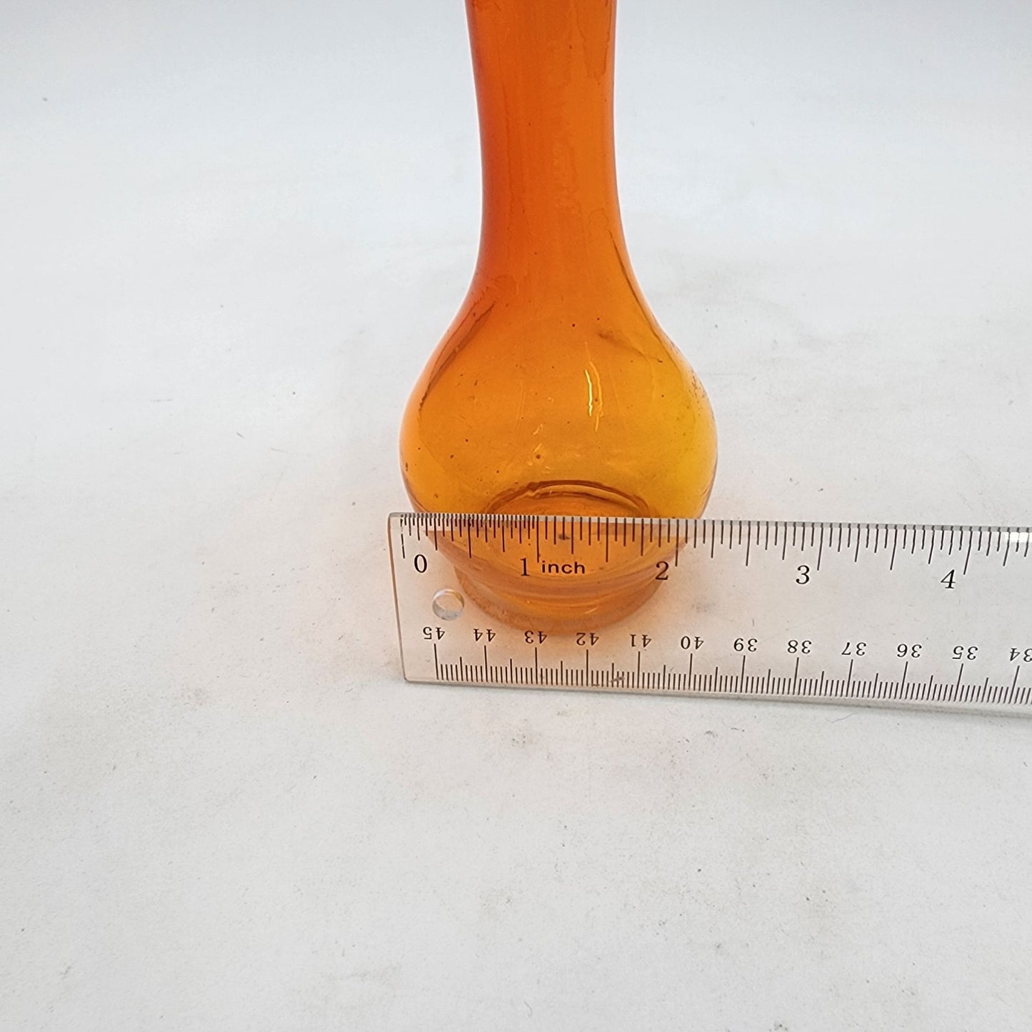 Orange Art Glass Bud Vase With Ruffled Edge