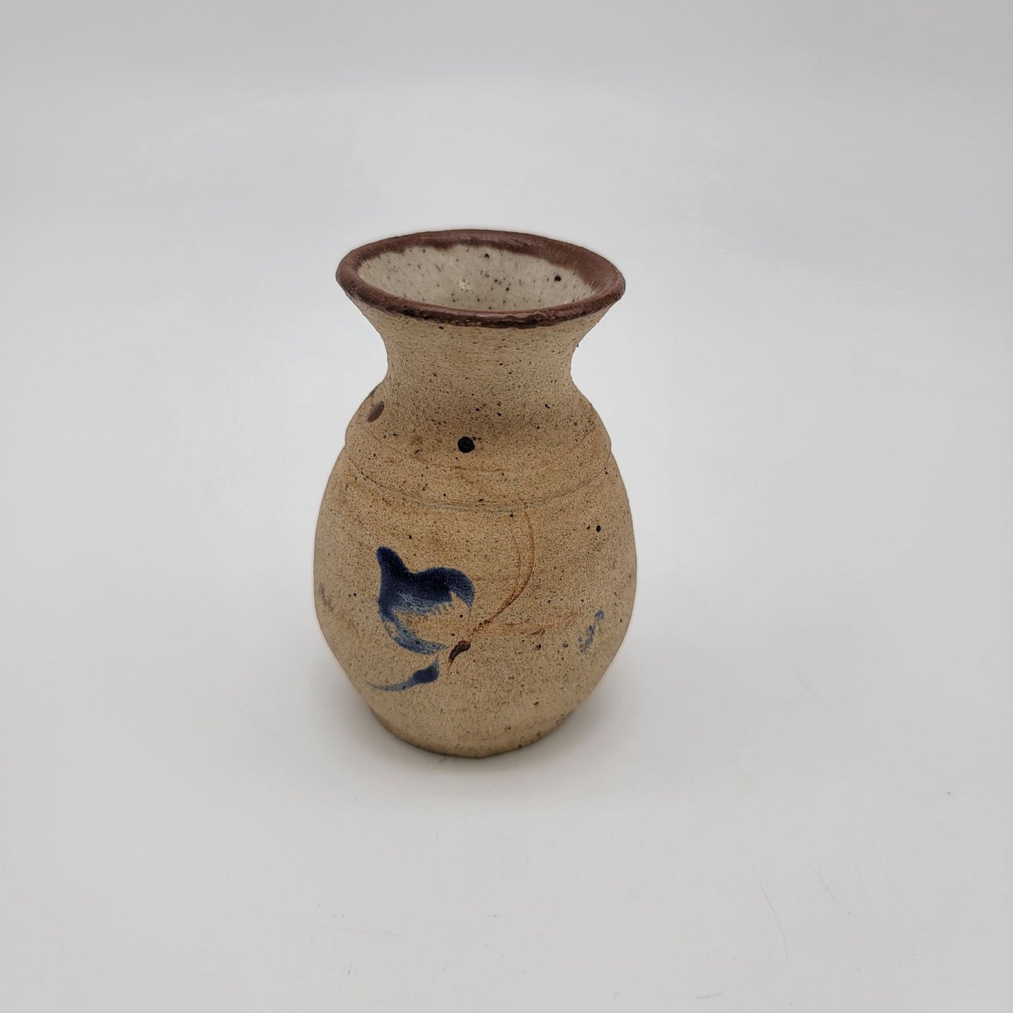 Vintage Miniature Tonala Mexican Folk Art Bud Vase  Floral & Butterfly