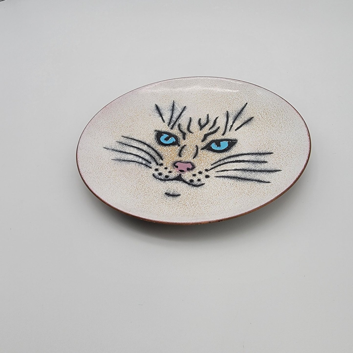 Annemarie Davidson Enamel On Copper Cat Face Plate