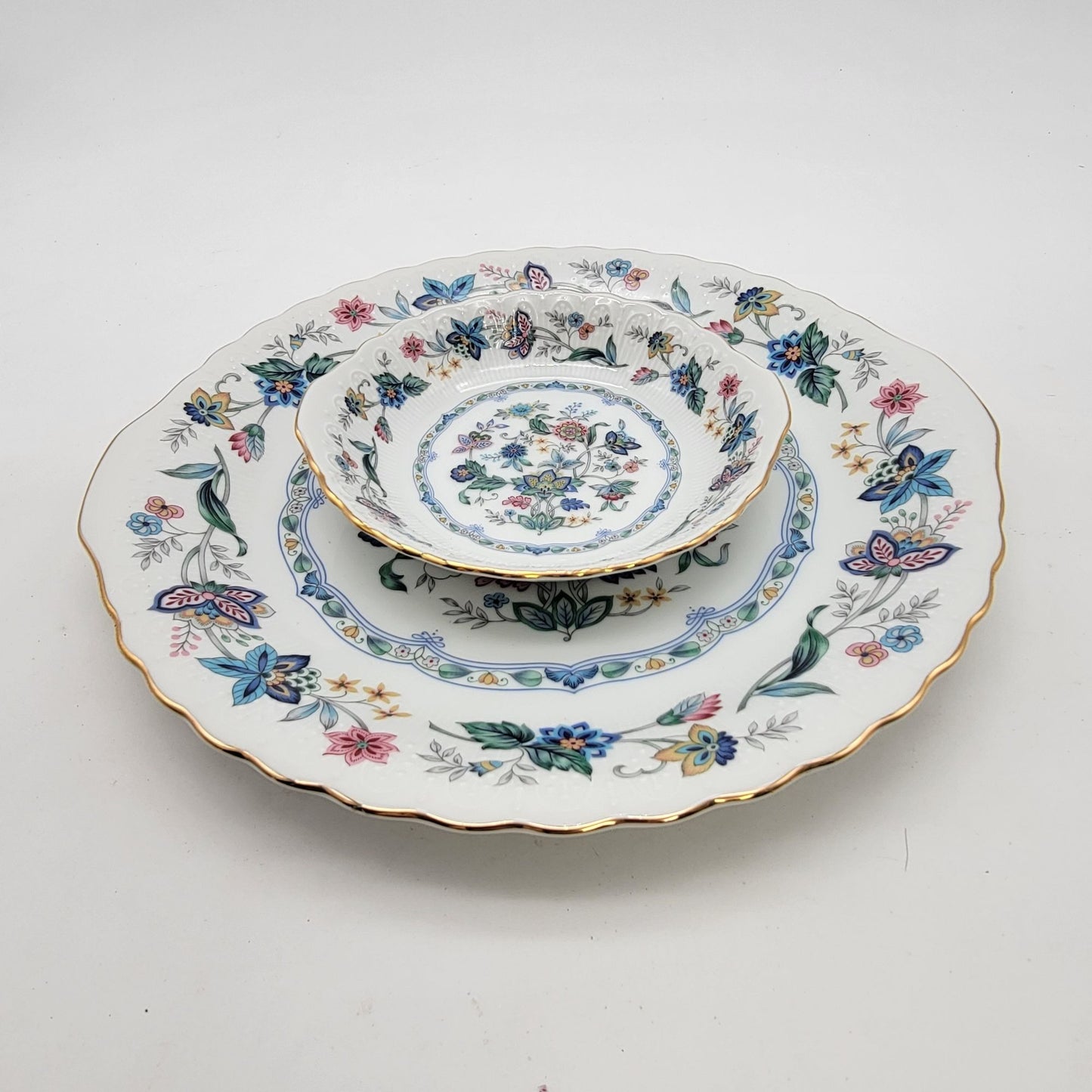 Vintage Andrea By Sadek Chip & Dip "Garden Of India"  Plate Bowl Set