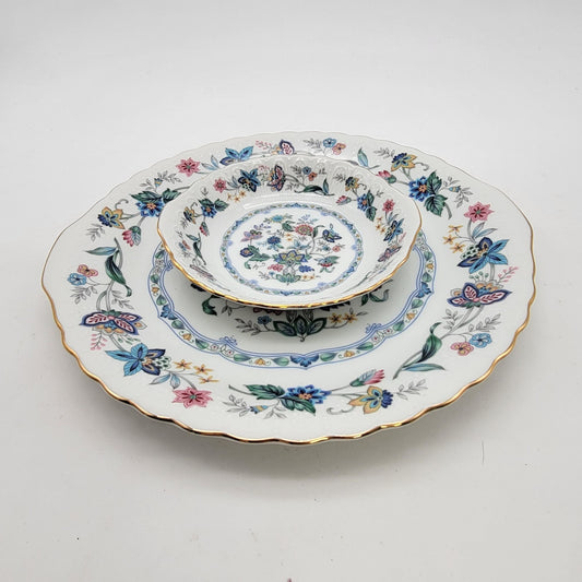 Vintage Andrea By Sadek Chip & Dip "Garden Of India"  Plate Bowl Set