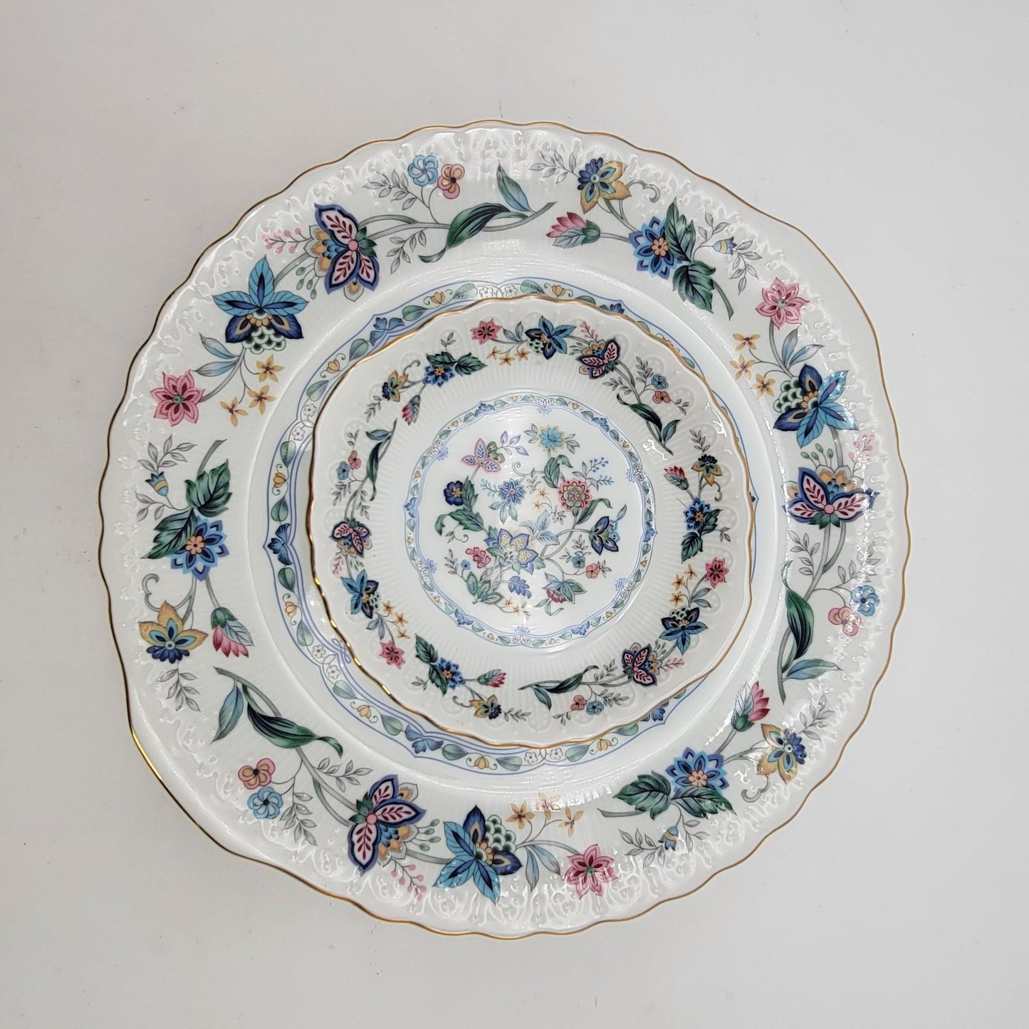 Vintage Andrea By Sadek Chip & Dip "Garden Of India"  Plate Bowl Set