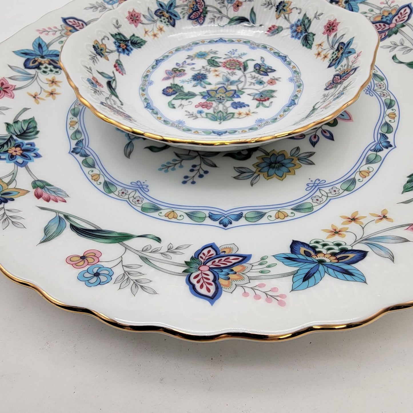 Vintage Andrea By Sadek Chip & Dip "Garden Of India"  Plate Bowl Set