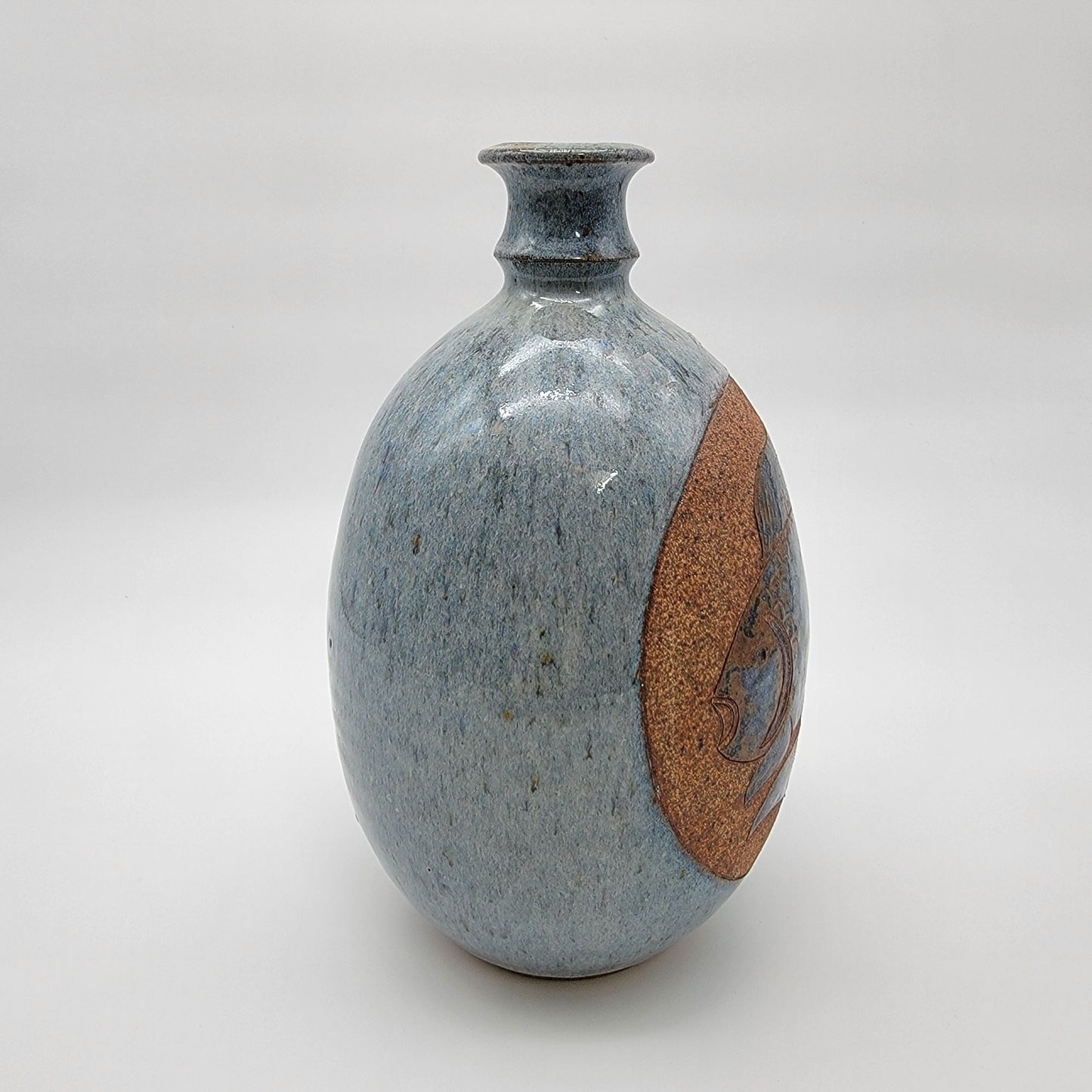 Mark Blumenfeld Signed Art Pottery Vase With Fish