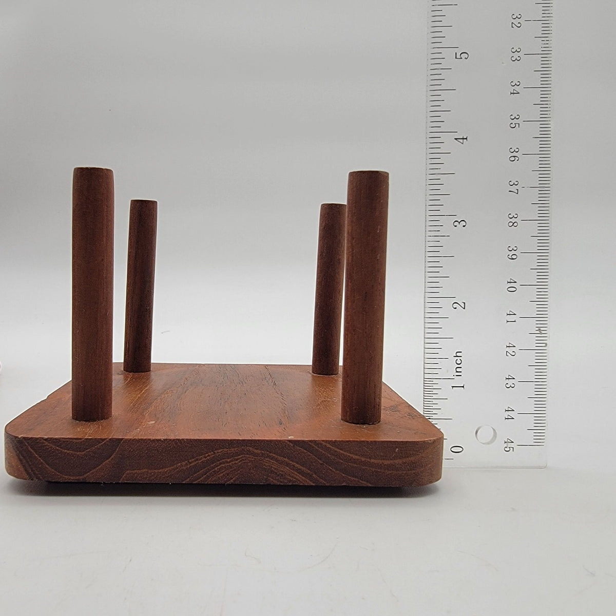 Vintage Teak Wood Coasters & Holder Set Of 6