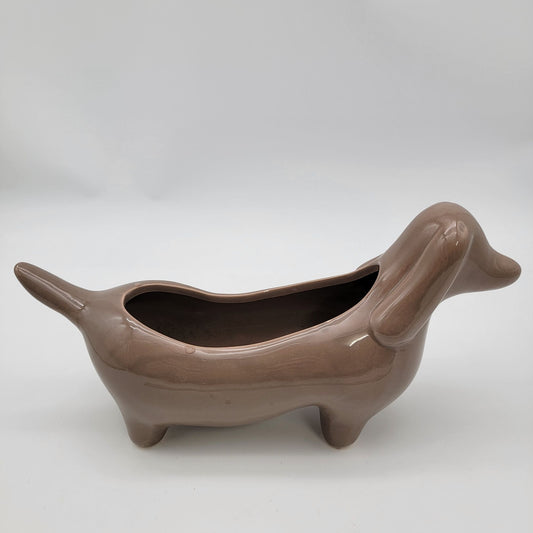 Dachshund Brown Ceramic Planter