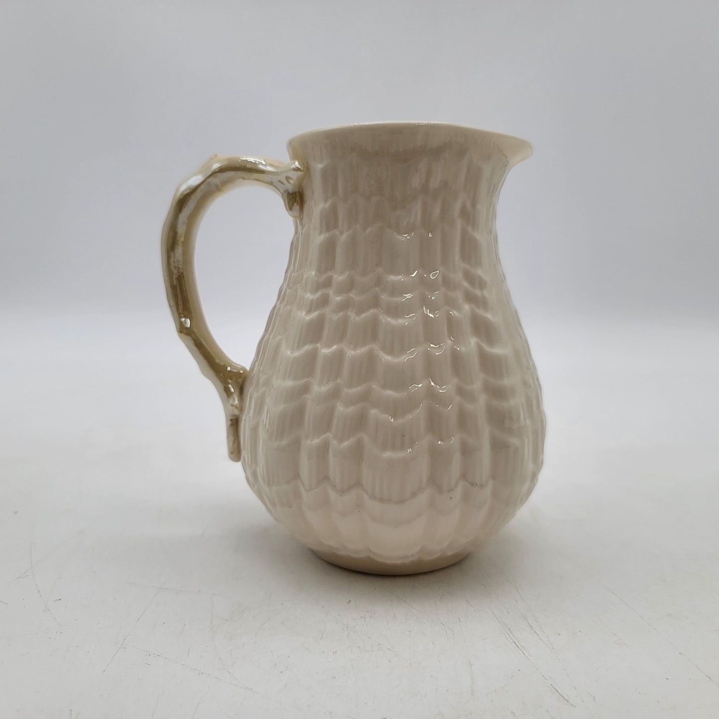 Belleek Milk Jug 18 Oz Tridacna Yellow No Trim with Box