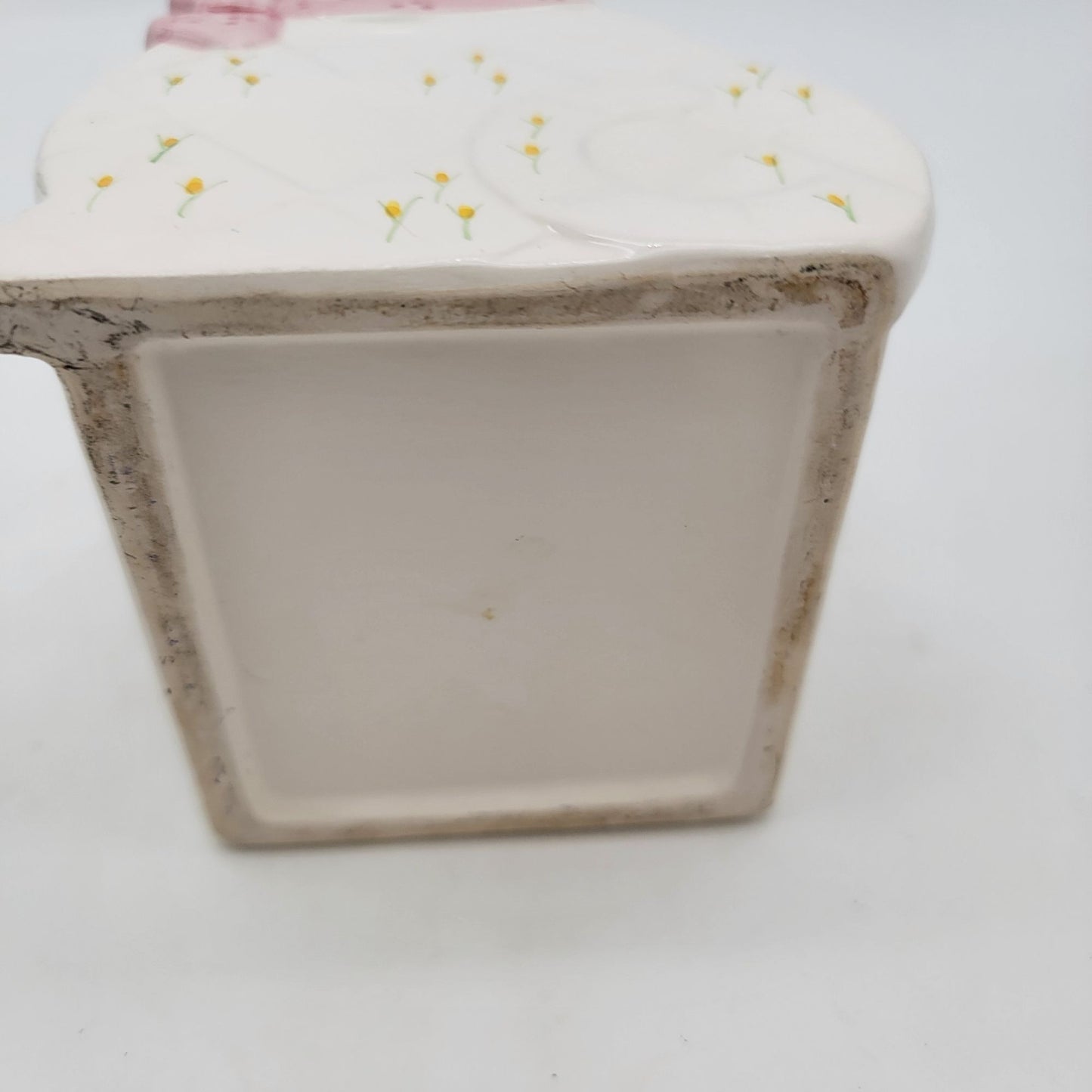Vintage Cat Planter With Pink Bow