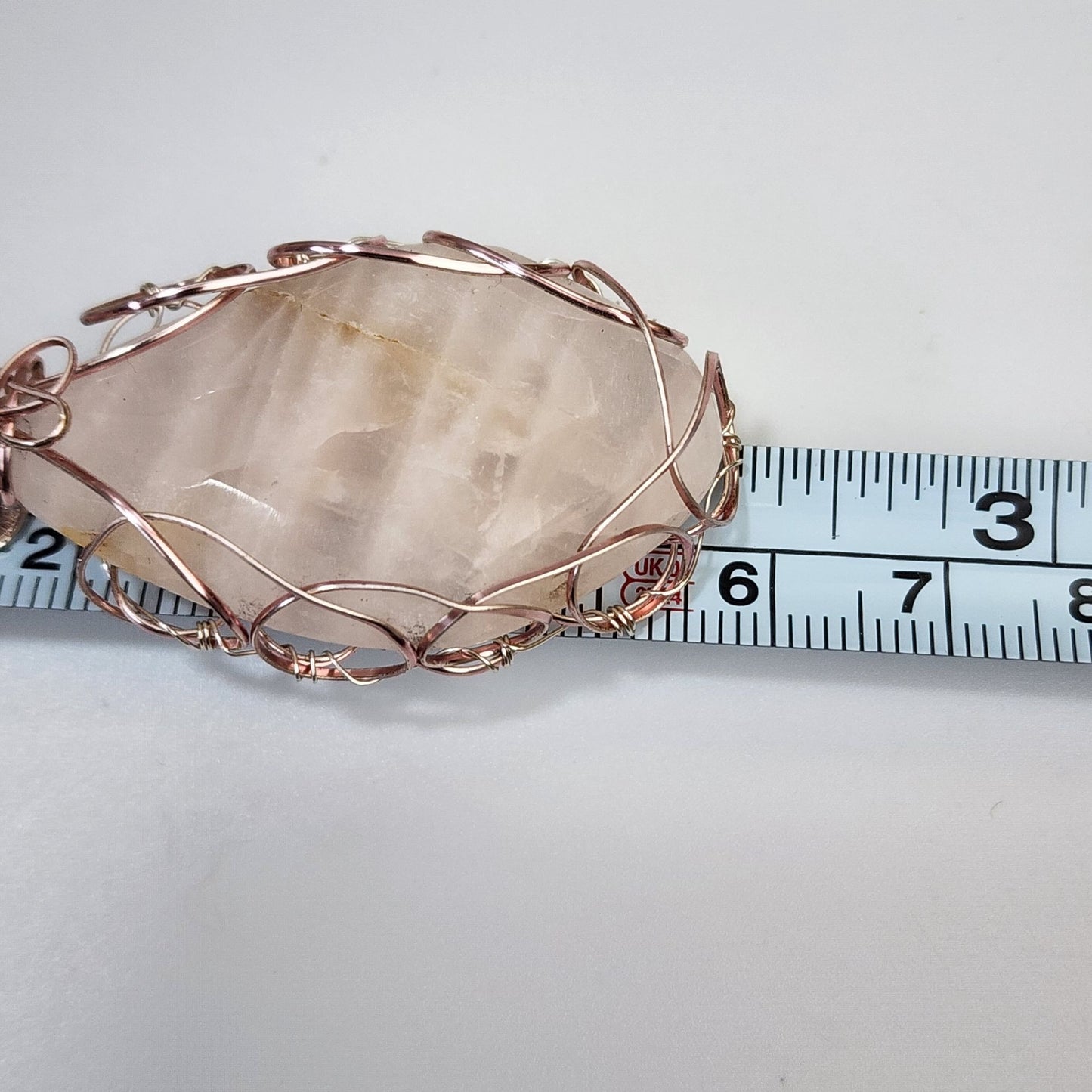 Artisan Copper Wire Wrapped Rose Quartz Pendant