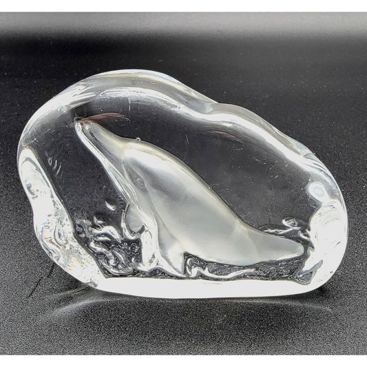 Cristal D'Arques France Dolphin Glass Paperweight