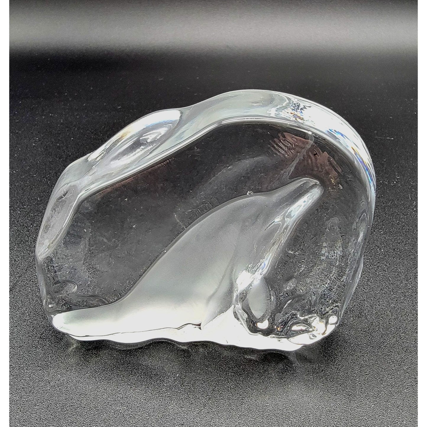 Cristal D'Arques France Dolphin Glass Paperweight