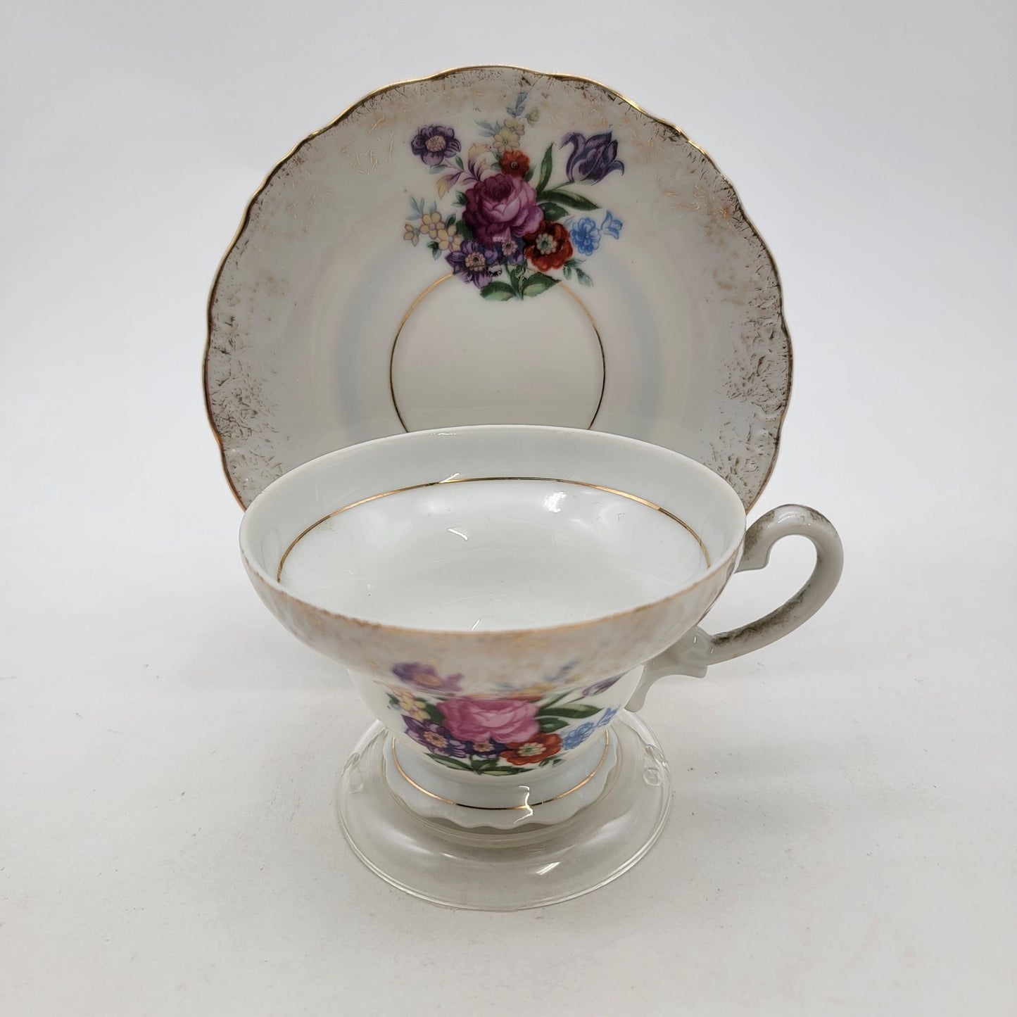 Vintage Fine Bone China Floral Bouquet Tea Cup & Saucer