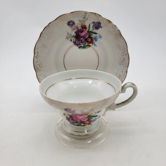 Vintage Fine Bone China Floral Bouquet Tea Cup & Saucer