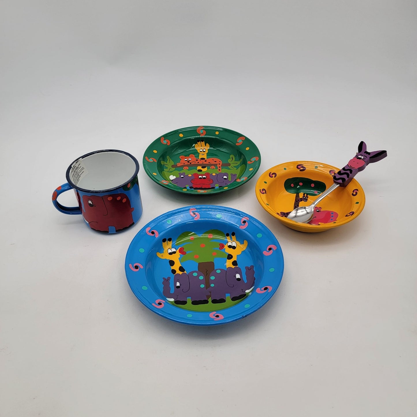 5 Pc Lumela South Africa Safari Enamelware Child's Dishes Set