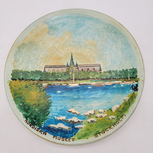 Vintage Hand Painted Nordiska Museet Stockholm Decorative Plate  By Eddie H. Sweden
