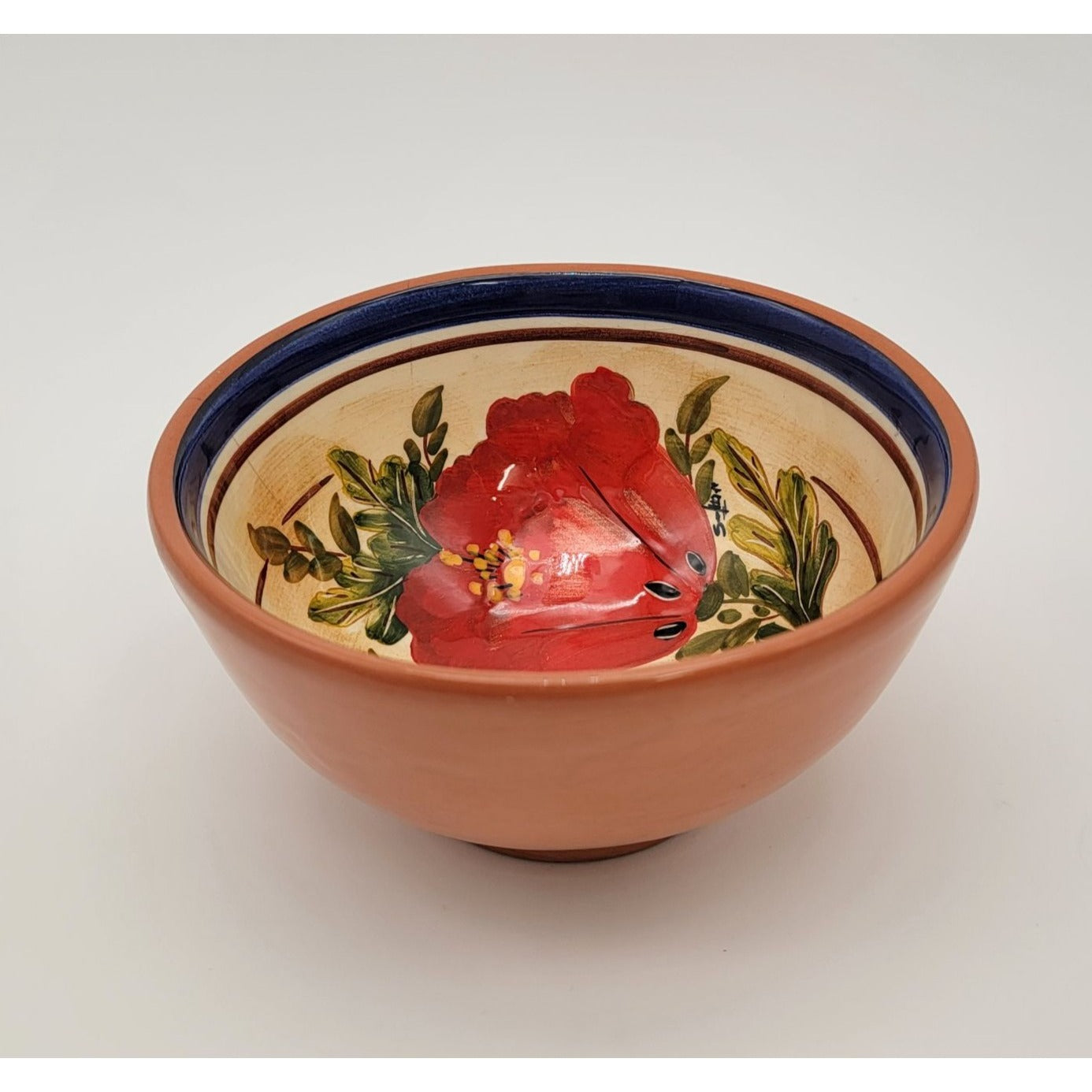 Hand-Painted Portuguese Terra Cotta Bowl