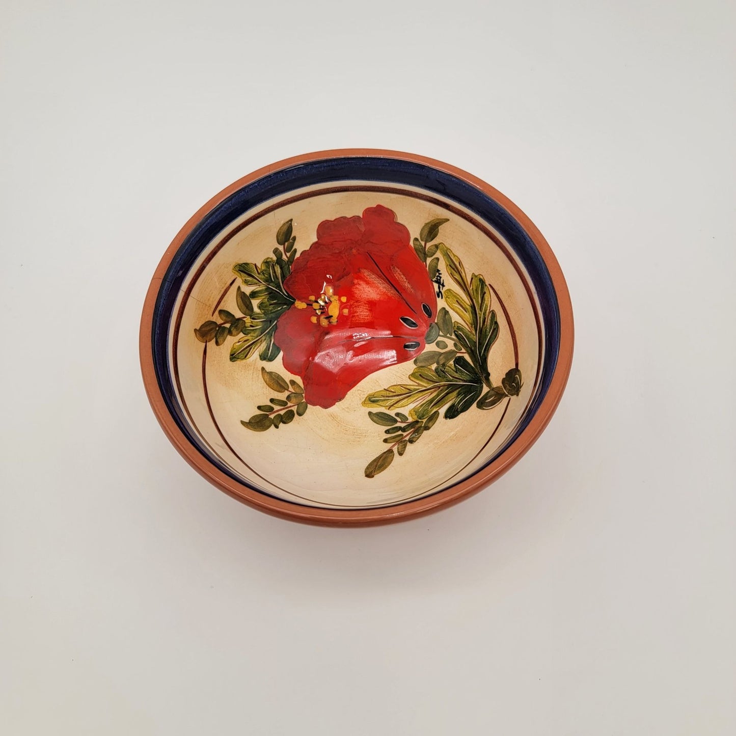 Hand-Painted Portuguese Terra Cotta Bowl