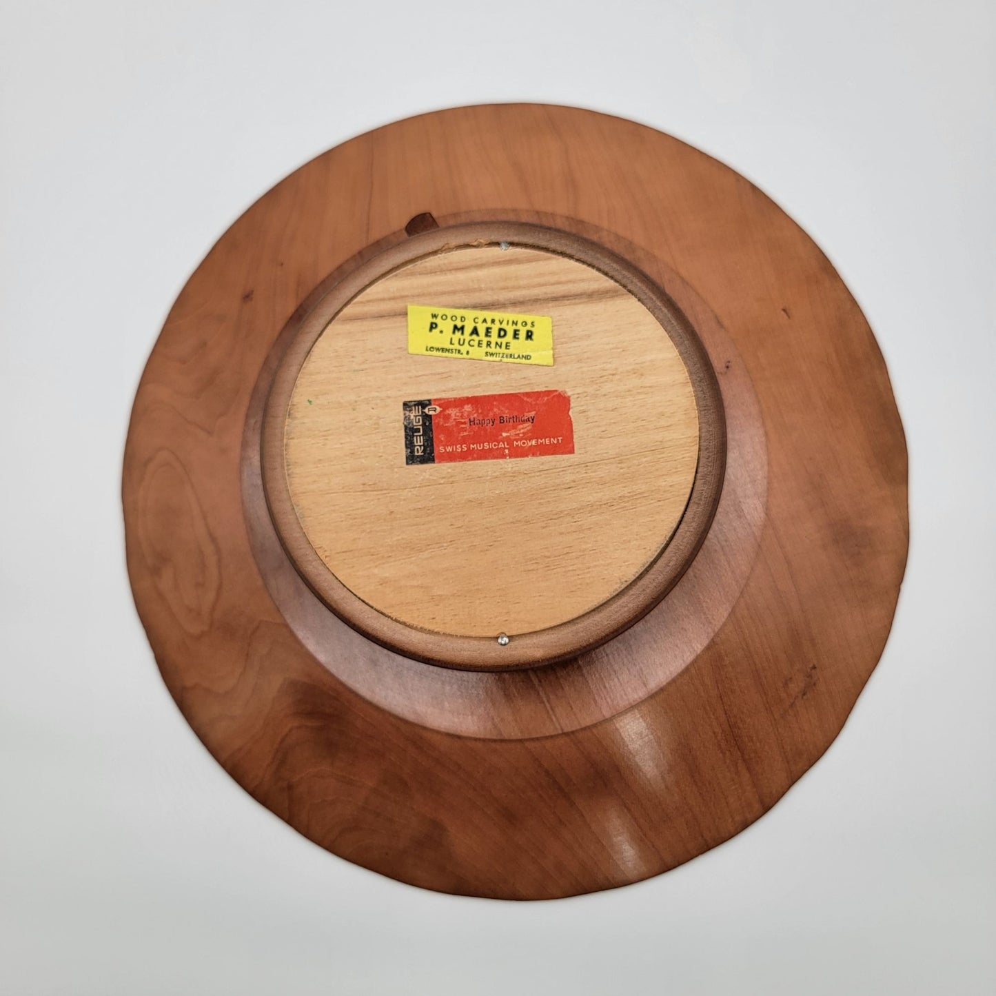 Vintage P Maeder Lucerne Wood Rotating Musical Cake Stand Reuge