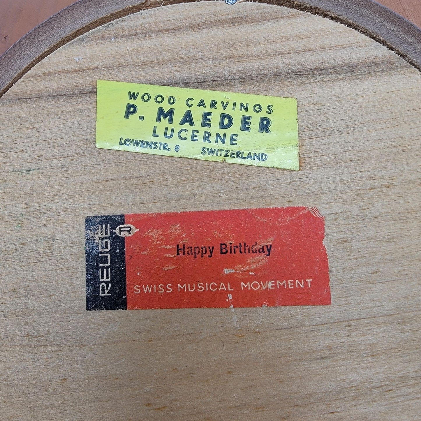 Vintage P Maeder Lucerne Wood Rotating Musical Cake Stand Reuge