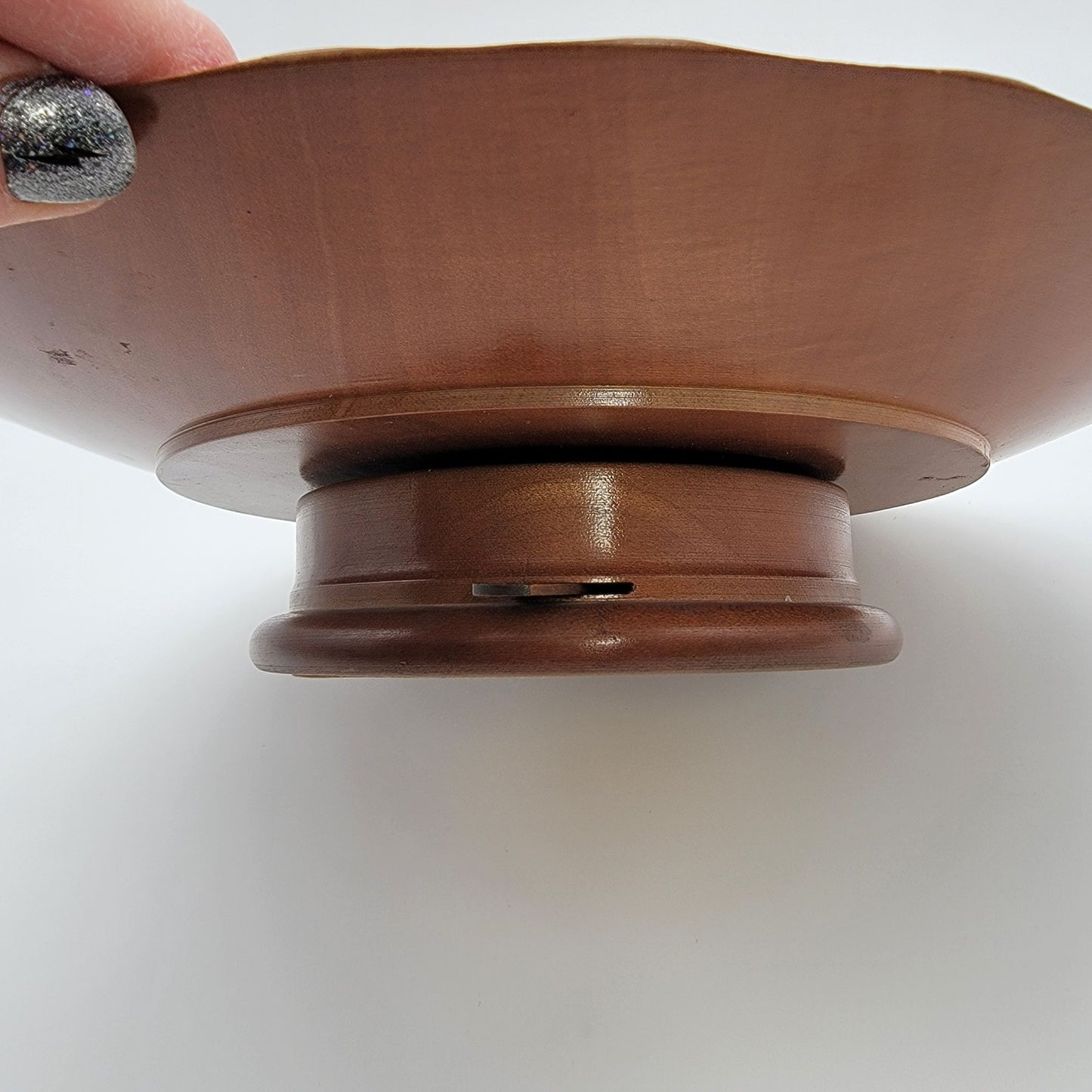 Vintage P Maeder Lucerne Wood Rotating Musical Cake Stand Reuge
