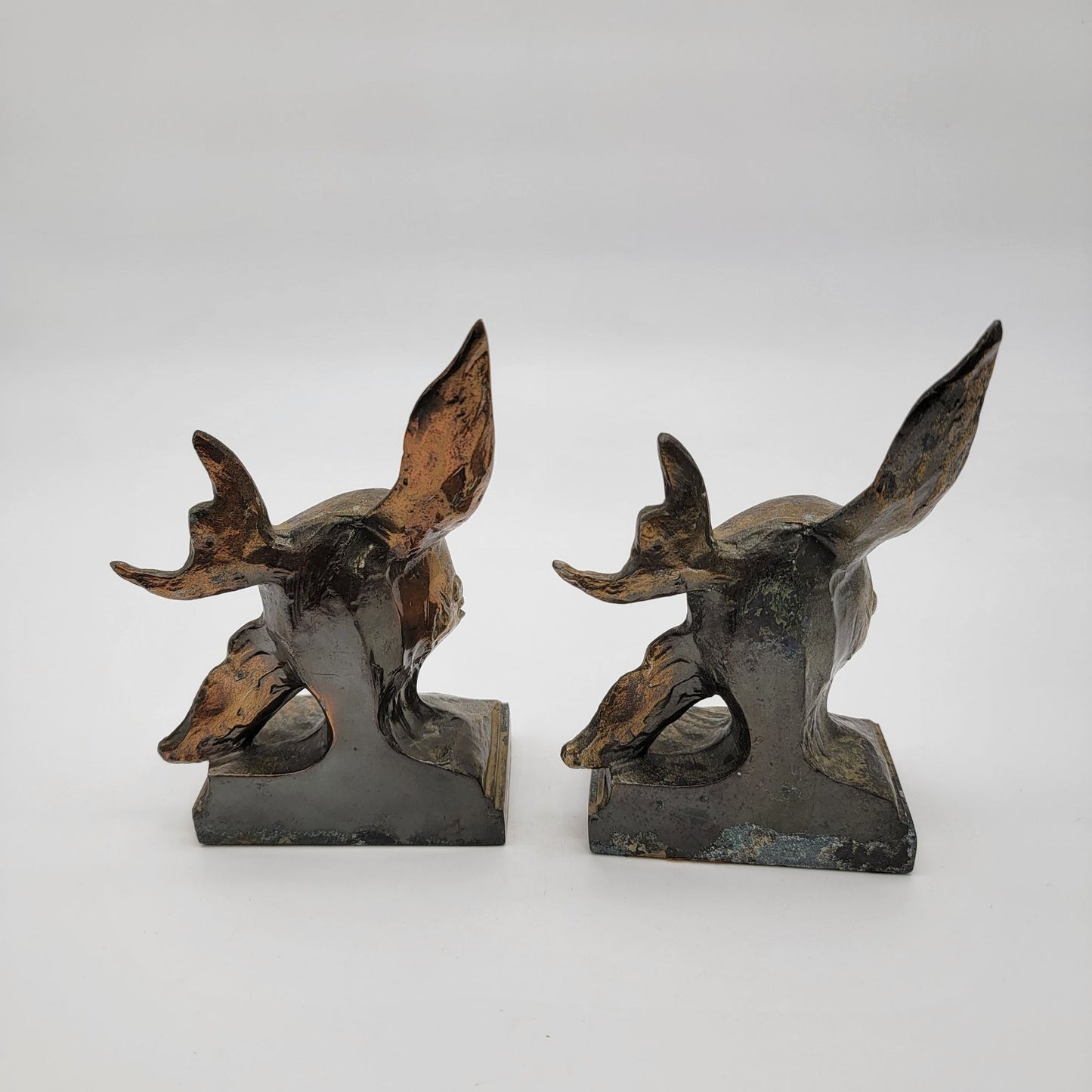 Vintage Ray E Dodge Art Deco Bronze Angel Fish Bookends Set Of 2 c.1938-1939