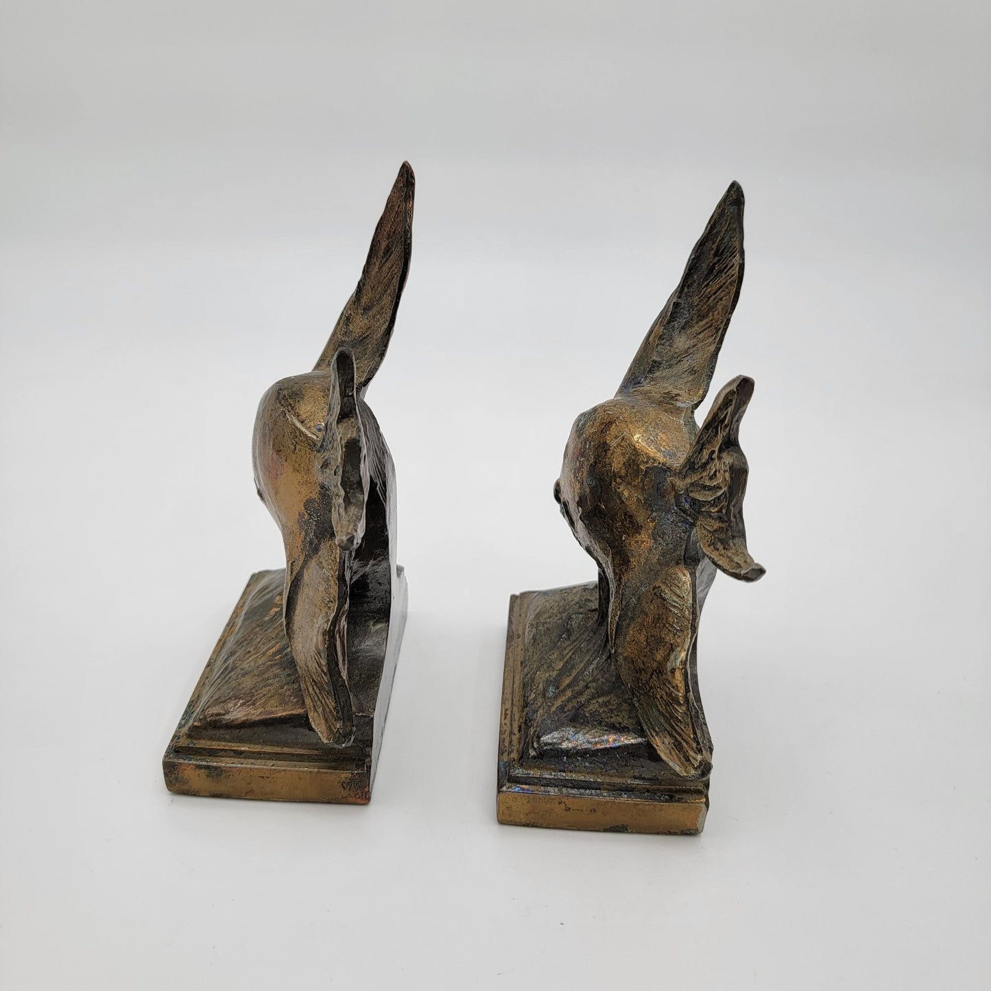 Vintage Ray E Dodge Art Deco Bronze Angel Fish Bookends Set Of 2 c.1938-1939