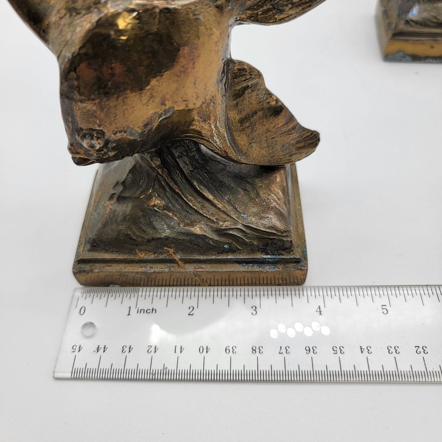 Vintage Ray E Dodge Art Deco Bronze Angel Fish Bookends Set Of 2 c.1938-1939