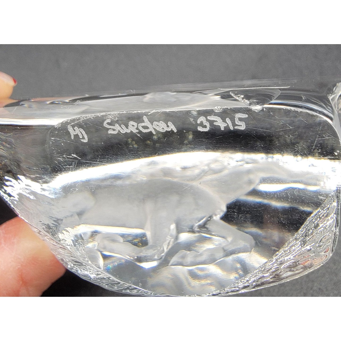 Matts Jonasson Maleras Signed Full Lead Crystal Running Horse Paperweight MJ Sweden 3715