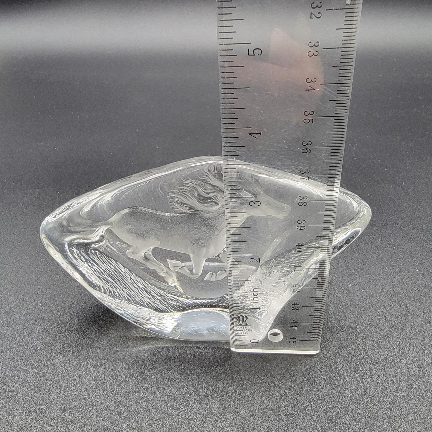 Matts Jonasson Maleras Signed Full Lead Crystal Running Horse Paperweight MJ Sweden 3715