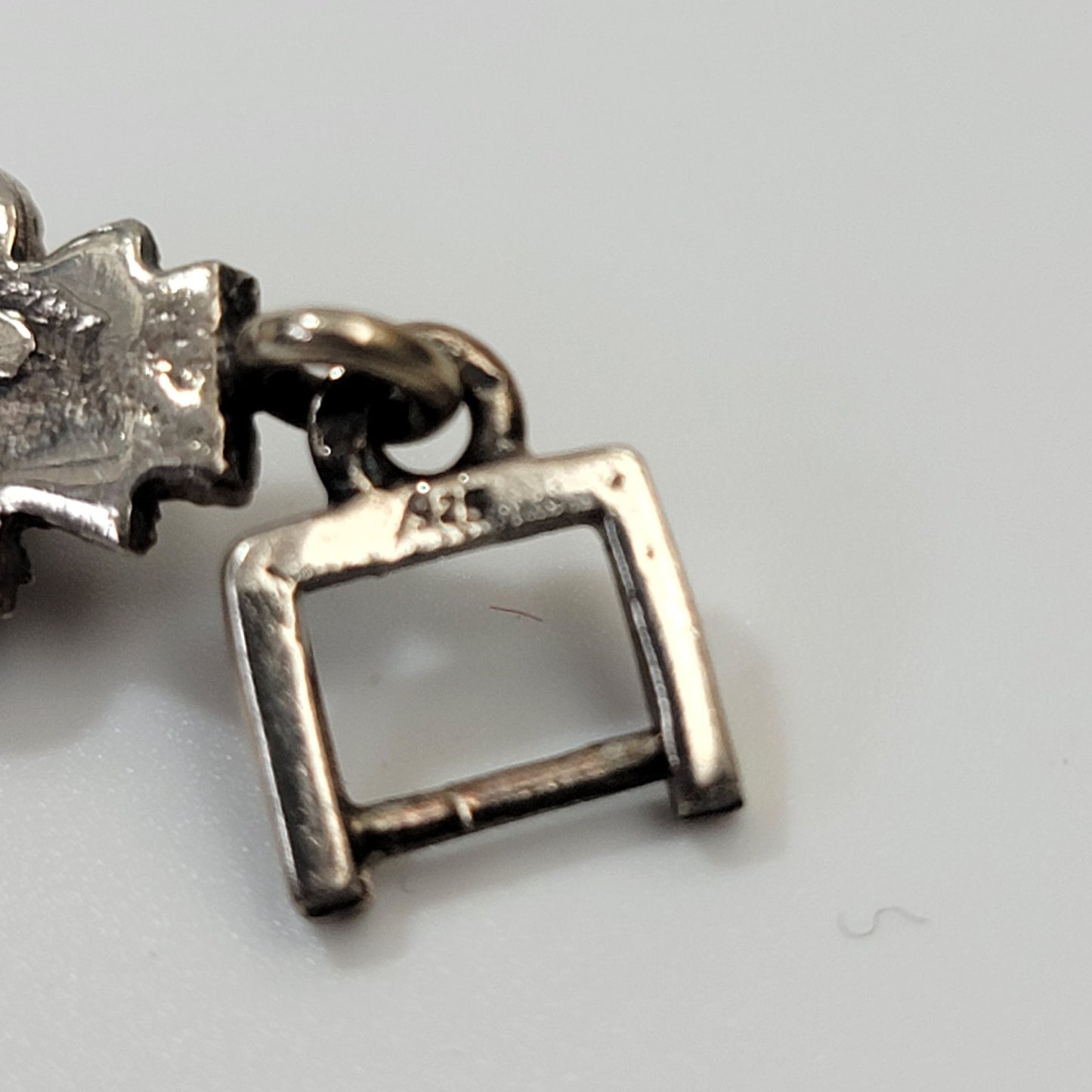 Art Deco 925 Sterling Silver Marcasite & Garnet Bracelet Size 6.75