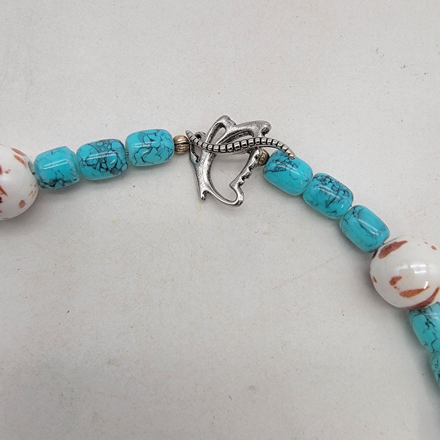 Turquoise Tigers Eye Cross Pendant Necklace