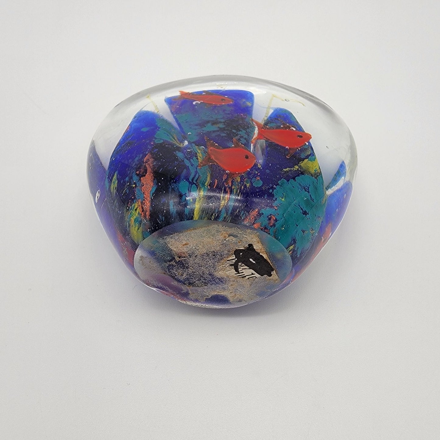Vintage Glass Aquarium Paperweight Red Fish